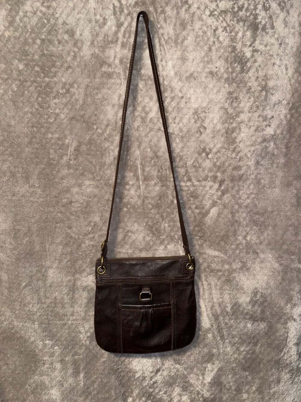 The Sak Kendra Brown Leather Crossbody Bag with Adjustable Canvas Strap